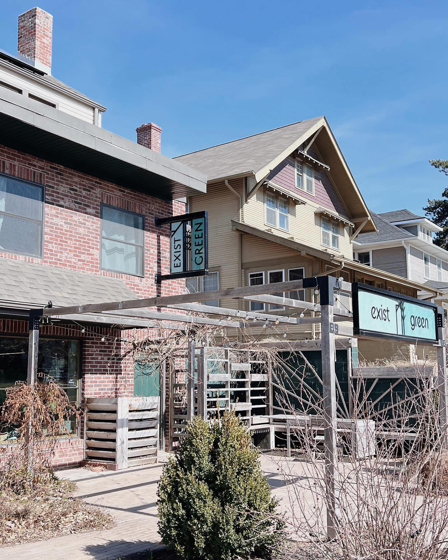 Outside view of Exist Green.