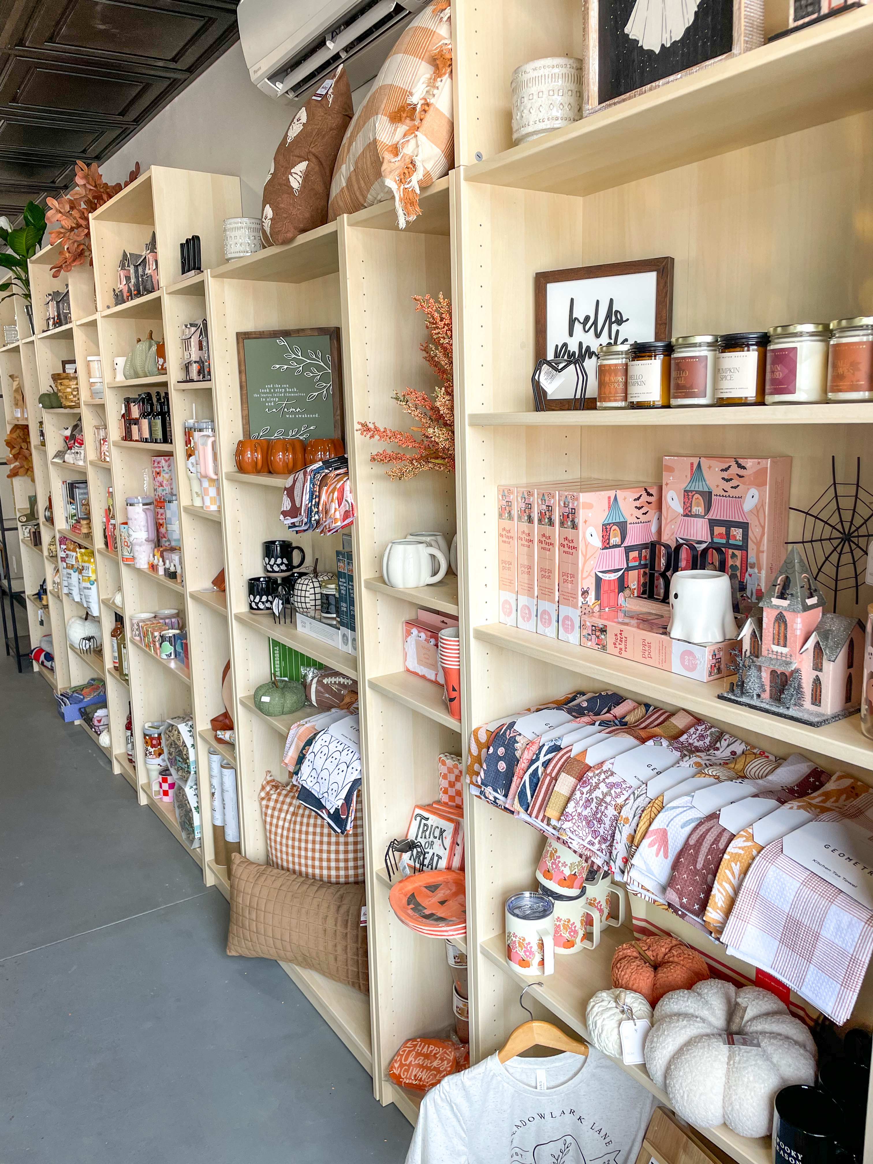 Home goods on display at Meadowlark Lane Coffee & Floral.