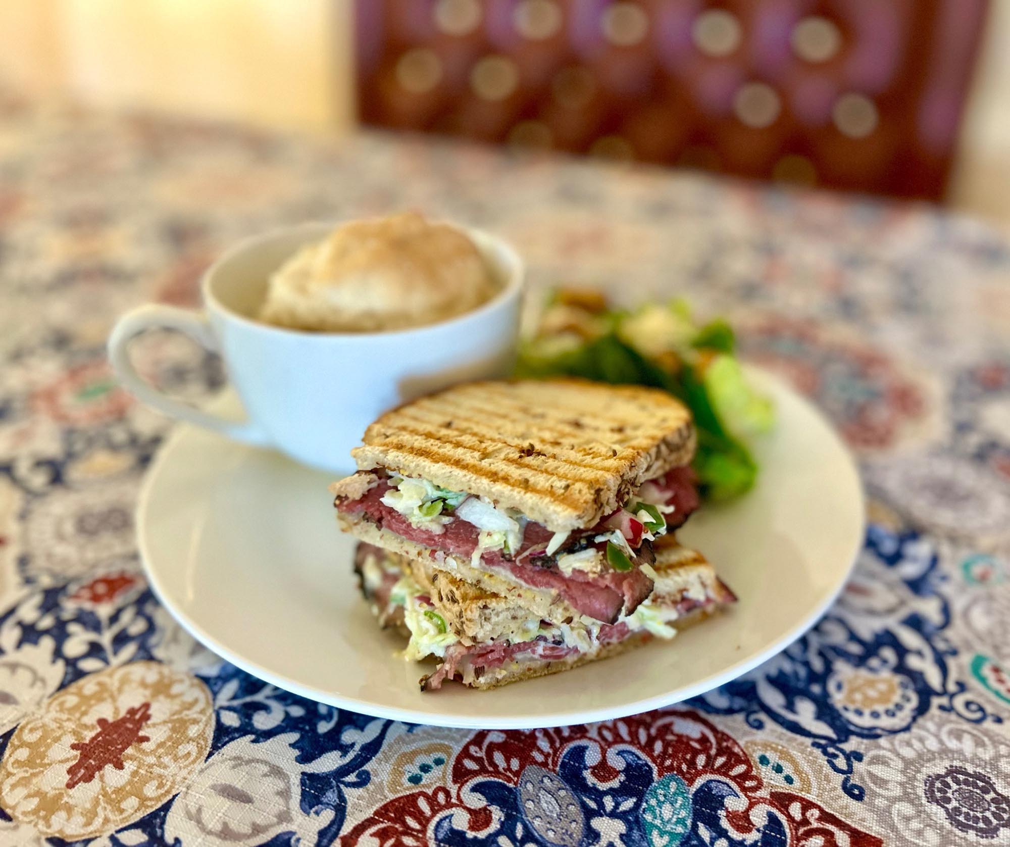 A sandwich and side salad from Bean Broker Coffee House and Pub.
