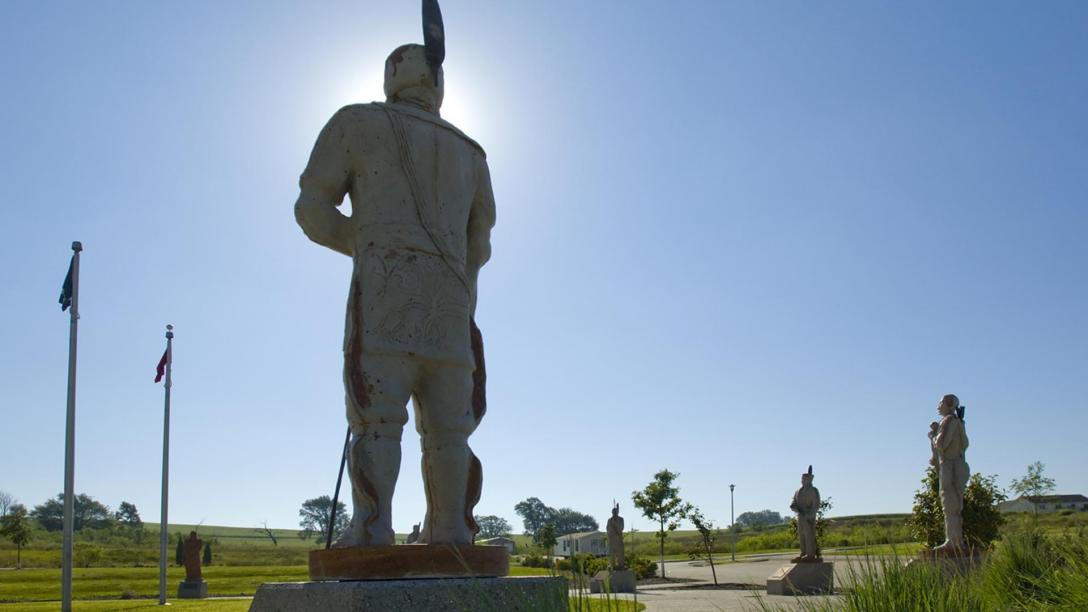 Statues at Honoring The Clans Sculpture Garden and Cultural Plaza