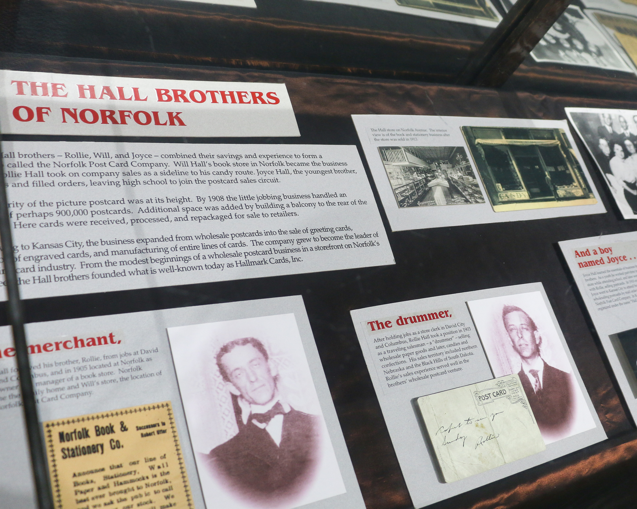 Museum display of The Hall Brothers, creators of the company that would later evolve into Hallmark Cards, Inc.