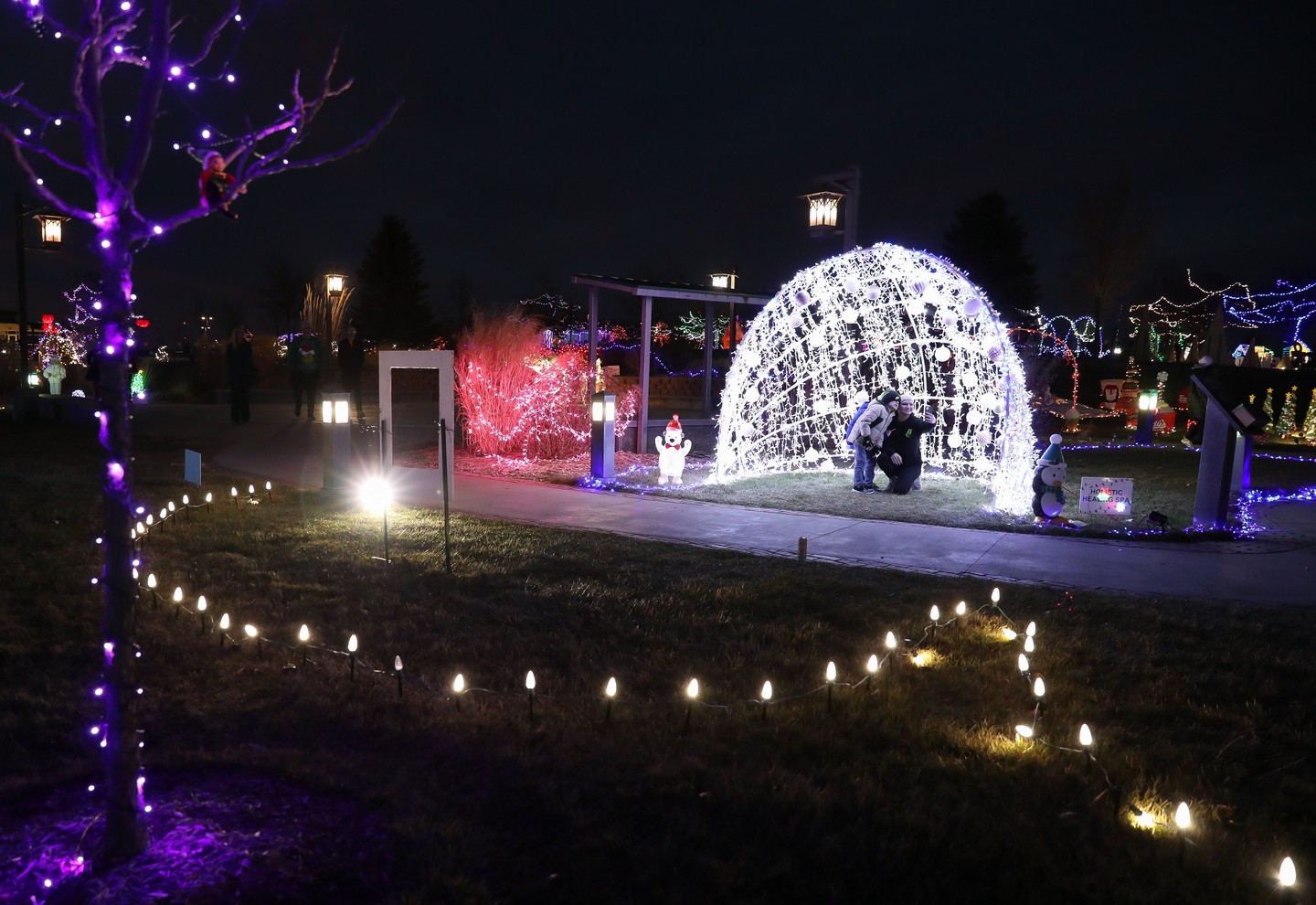 A mother and child posing for a selfie at Holiday Light Festival at Yanney Park.