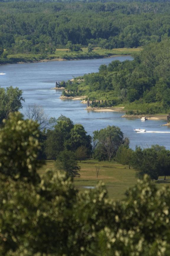 A scenic view of the Missouri River from Blackbird Scenic Overlook near Macy.