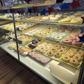 Baked good display.